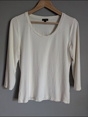 Talbots Cream Long Sleeve Scoop Neck Top
